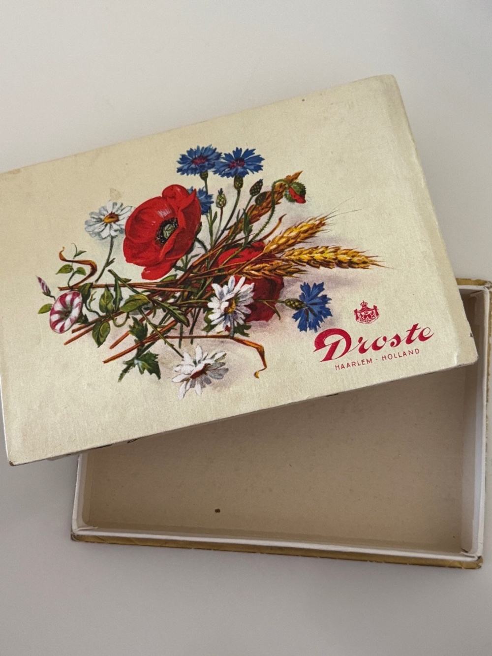 Vintage Droste Holland Chocolate Box #1605 Floral Decorative Storage Cottagecore